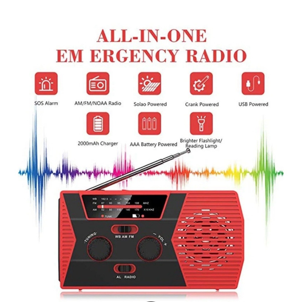 Tac Right Emergency Solar Crank Radio Multi-function Flashlight Reading Lamp